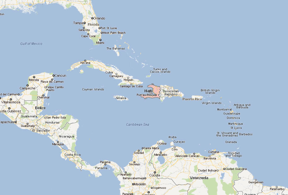 Map of Haiti Caribbean